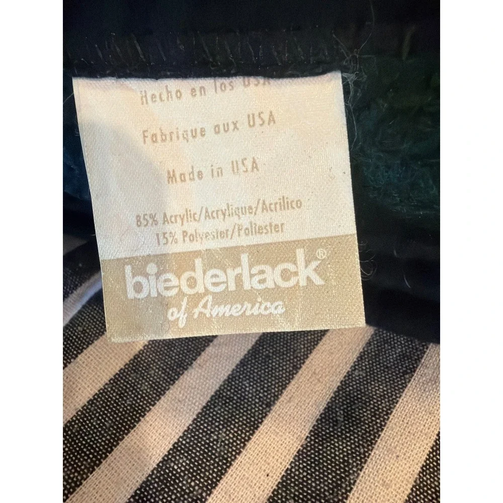 Vintage Biederlack Black Watch Plaid Stadium Blanket Wrap Green Blue Made in USA
